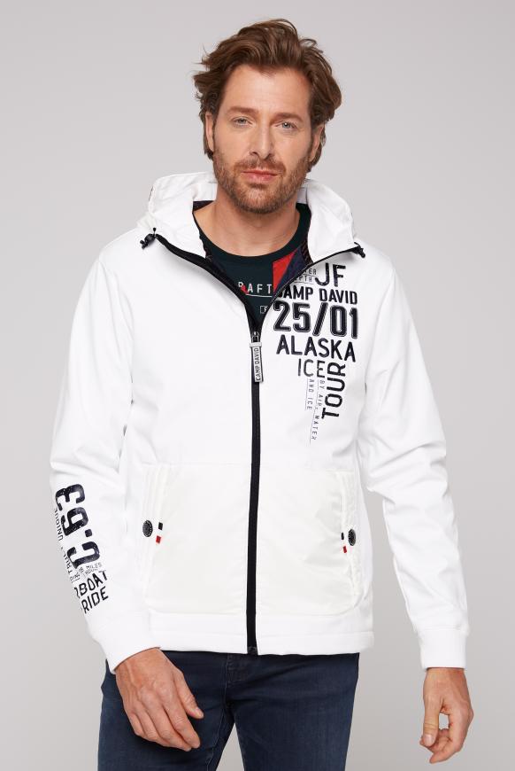 Softshelljacke im Materialmix mit Artworks opticwhite