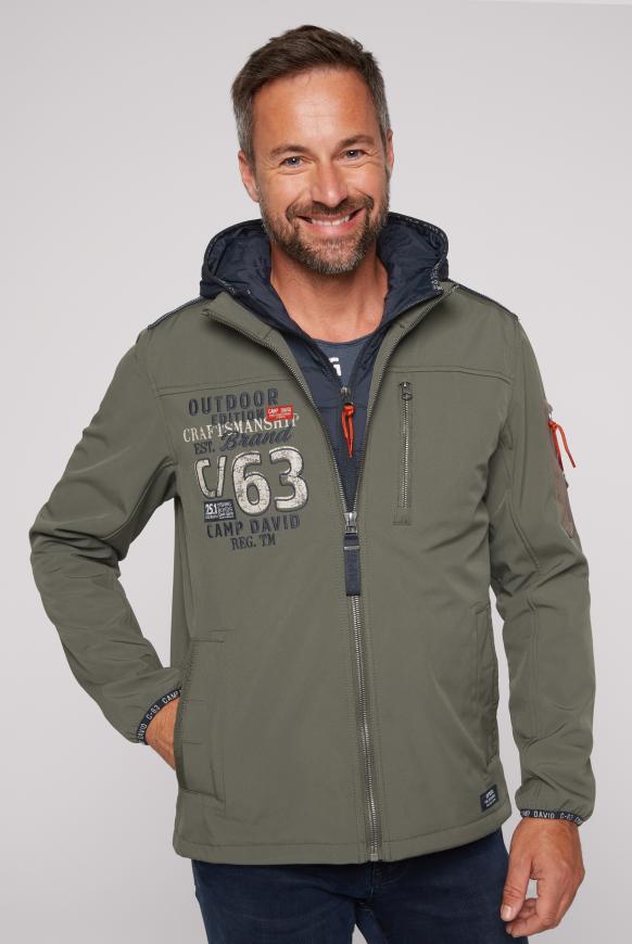 Softshelljacke mit Kapuzen-Einsatz medium khaki