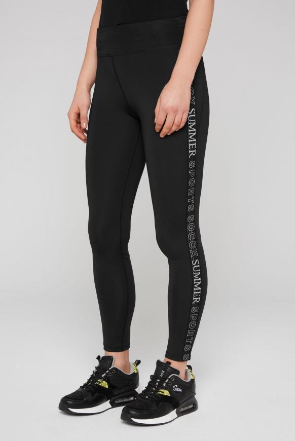 Sport Leggings mit Logo-Tape an den Seiten black