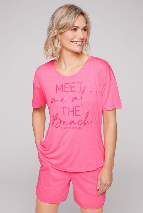 Sport T-Shirt mit tonigem Wording Print beach pink