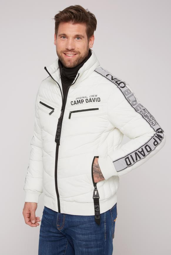 Steppblouson mit Doppelkragen und Logo-Tapes kitt
