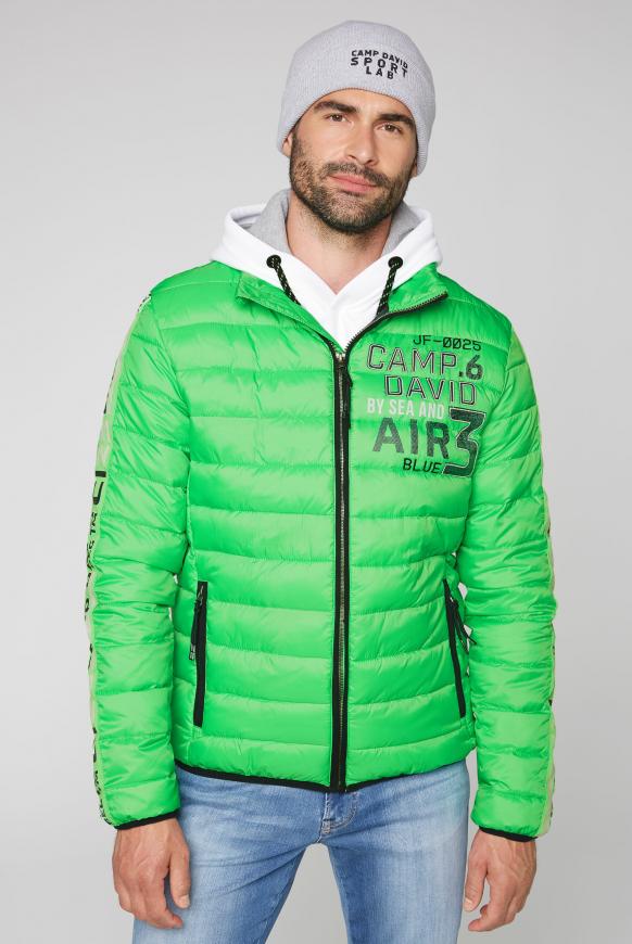 Steppjacke mit Logo Tapes und Artworks electric green