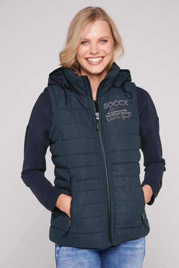 Steppweste mit abknöpfbarer Kapuze blue navy