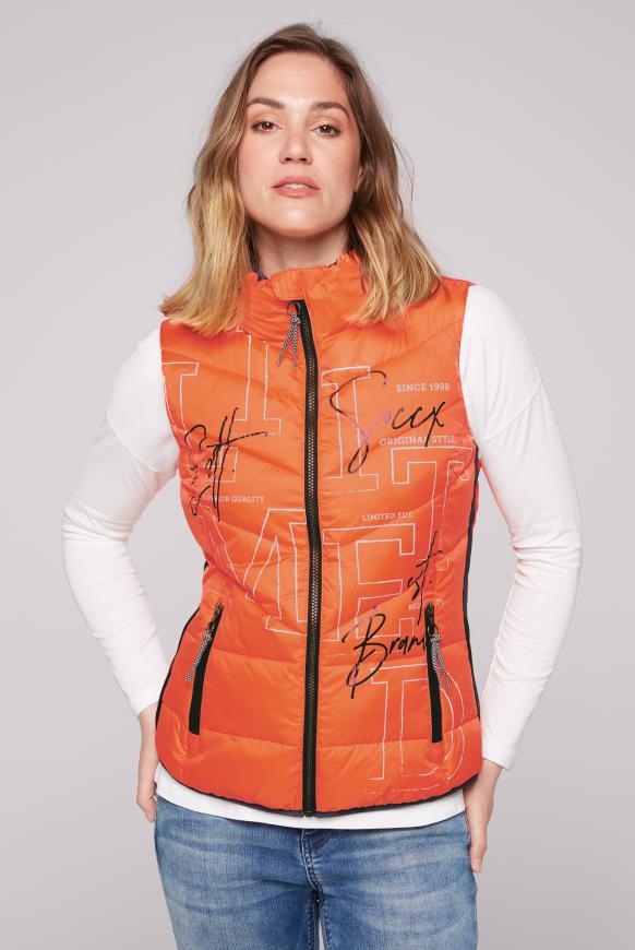 Steppweste mit Wording Print happy lobster