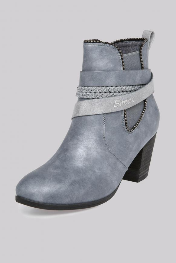 Stiefelette mit Absatz und Riemchen-Detail dove grey