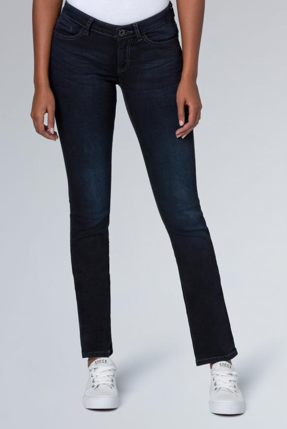 Stretch-Jeans RO:MY mit geraden Beinverlauf blue black used