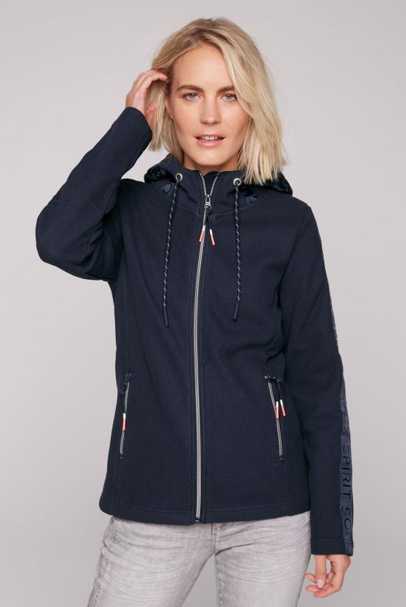 Strukturierte Kapuzensweatjacke mit Logo-Tapes blue navy