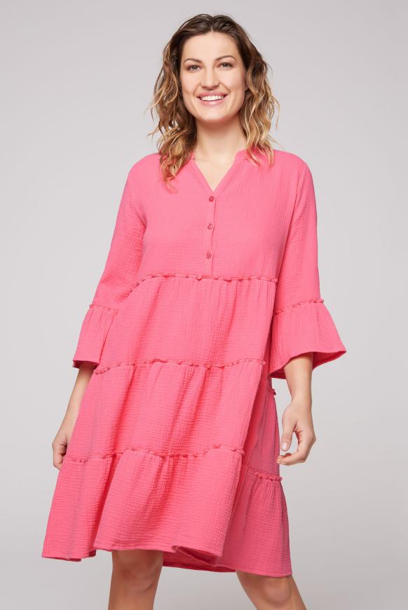 Strukturiertes Kleid aus Musselin bright pink