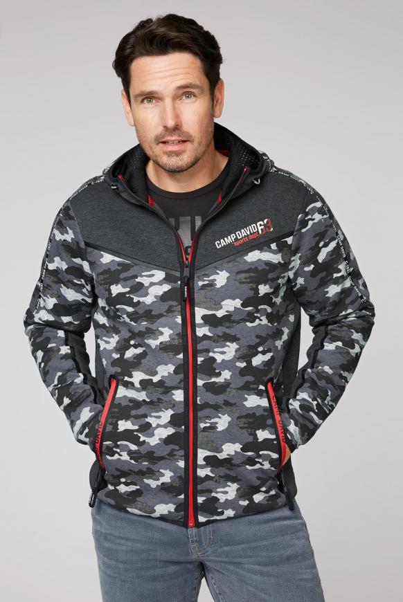 CAMP DAVID & SOCCX | Sweatjacke mit Kapuze und Logo Tapes Camp David Sweatshirt mit Kapuze wie neu