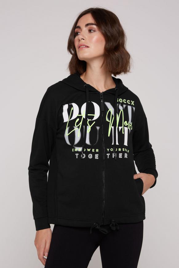 Sweatjacke mit Kapuze und Meshfutter black