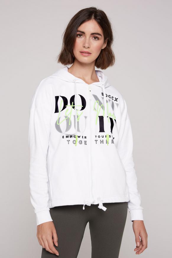 Sweatjacke mit Kapuze und Meshfutter opticwhite