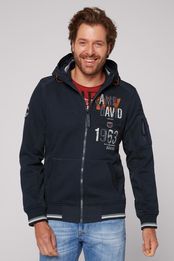 Sweatjacke mit Kapuze und Softshell-Details dark teal