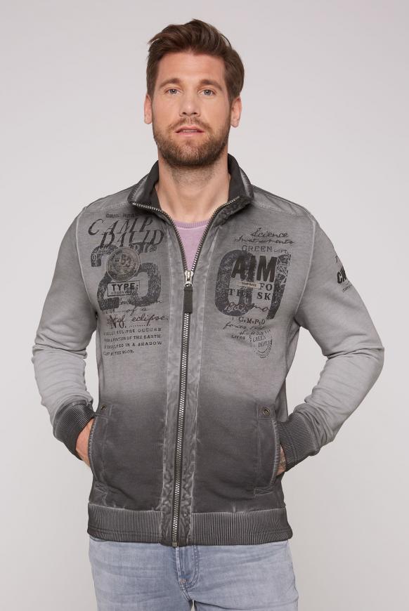 Sweatjacke mit Twill- und Ripp-Details mud