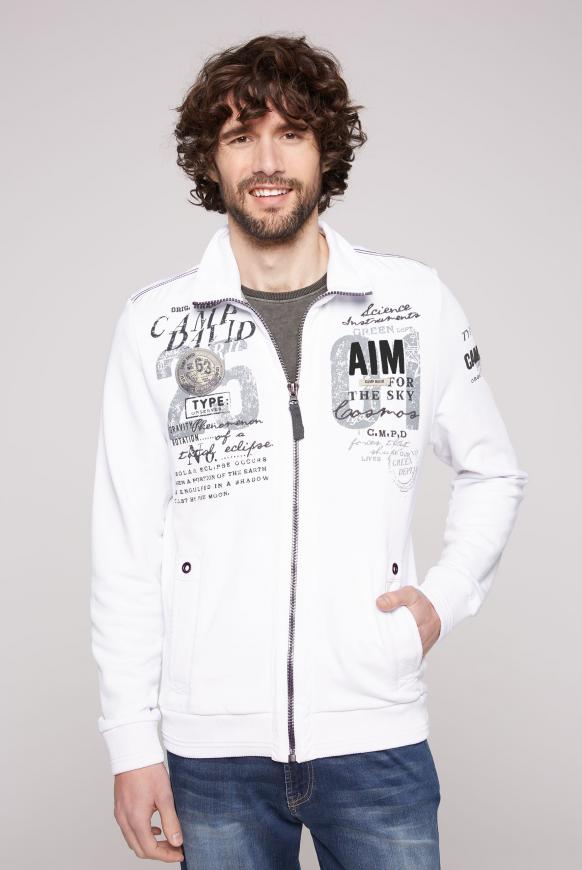 Sweatjacke mit Twill- und Ripp-Details opticwhite