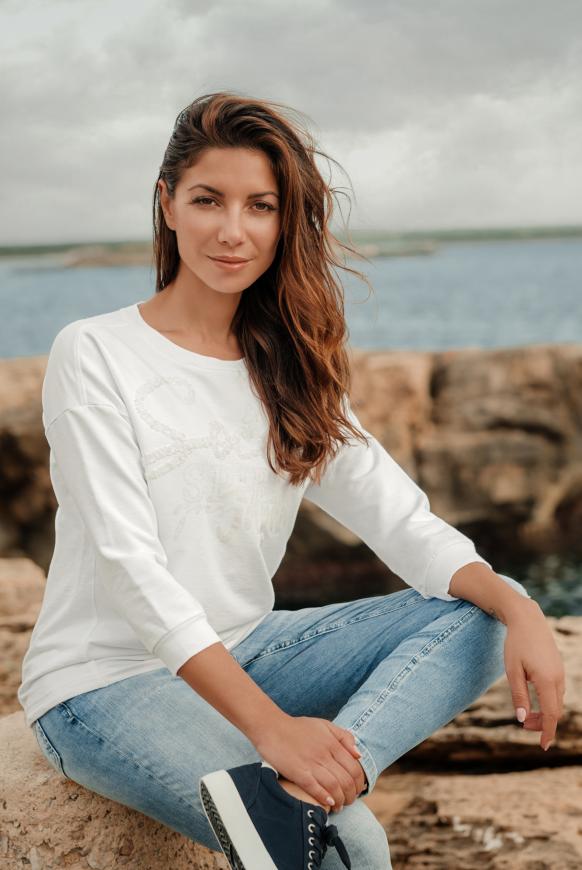Sweatshirt mit 3/4-Arm und Pailletten-Logo
