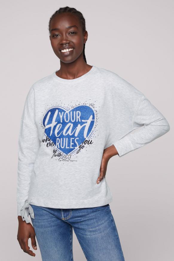 Sweatshirt mit Bindebandsaum white melange