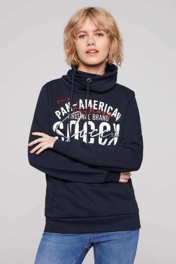 Sweatshirt mit hohem Kragen und Artwork blue navy