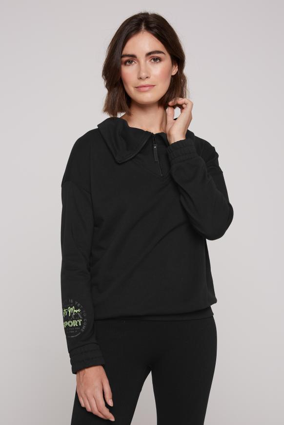 Sweatshirt mit hohem Kragen und Rücken-Print black