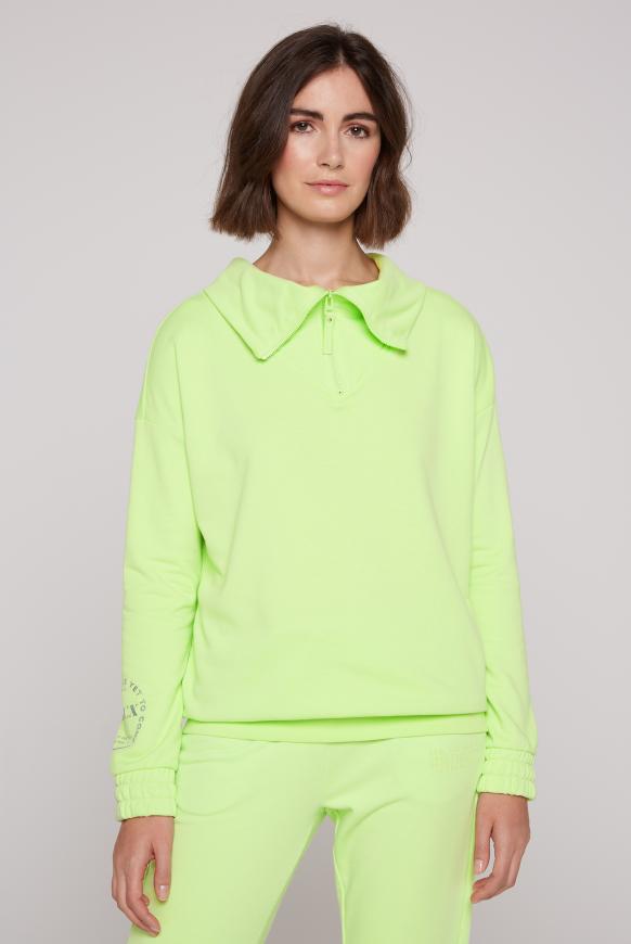 Sweatshirt mit hohem Kragen und Rücken-Print wasabi