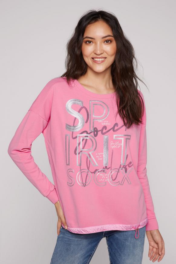 Sweatshirt mit Pailletten und Tunnelzugsaum