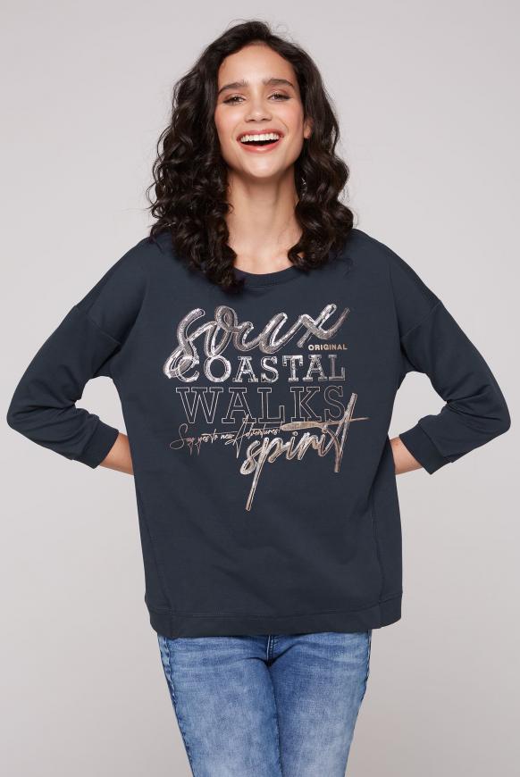 Sweatshirt mit Pailletten-Wording horizon navy