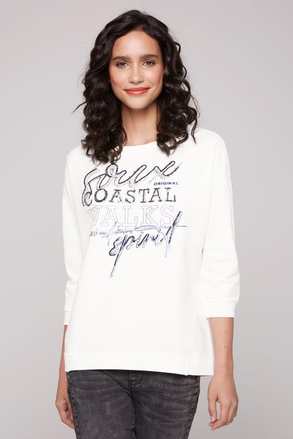Sweatshirt mit Pailletten-Wording ivory