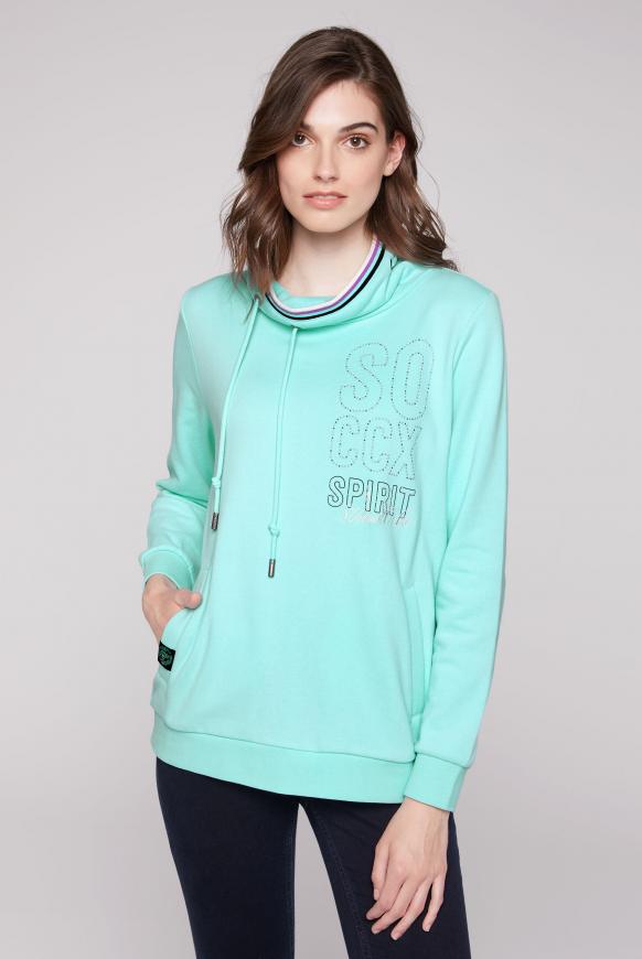 Sweatshirt mit Stehkragen und Taschen ocean aqua