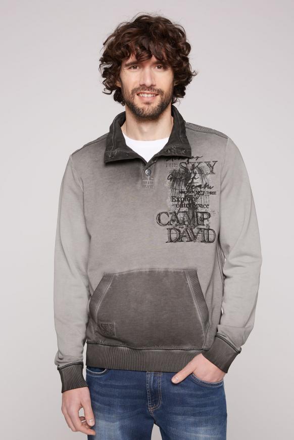 Sweatshirt mit Troyer-Kragen und Kängurutasche mud