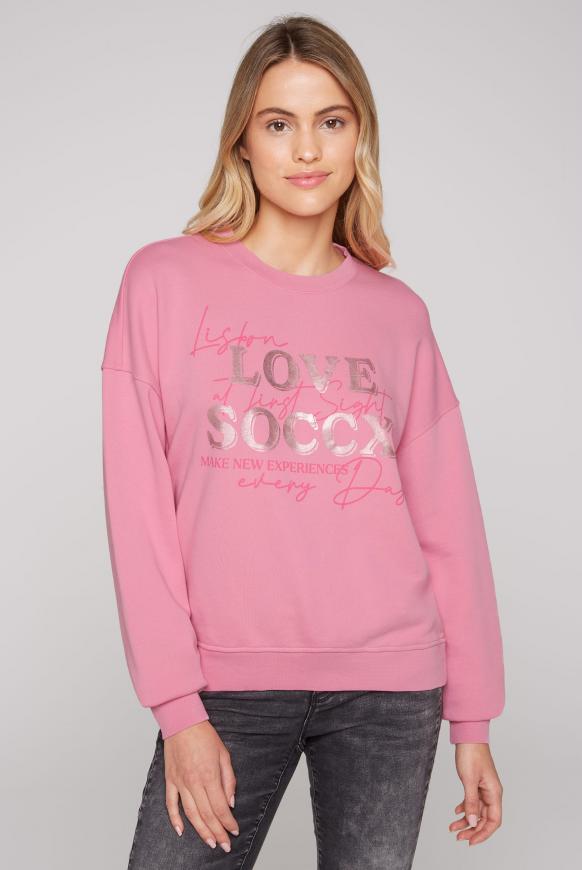 Sweatshirt mit überschnittenen Schultern happy pink