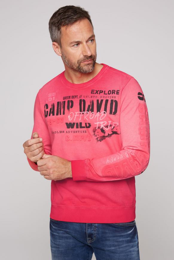 Sweatshirt Oil Dyed mit Logo-Prägung red orange