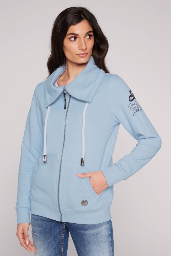 Sweatshirtjacke mit hohem Kragen