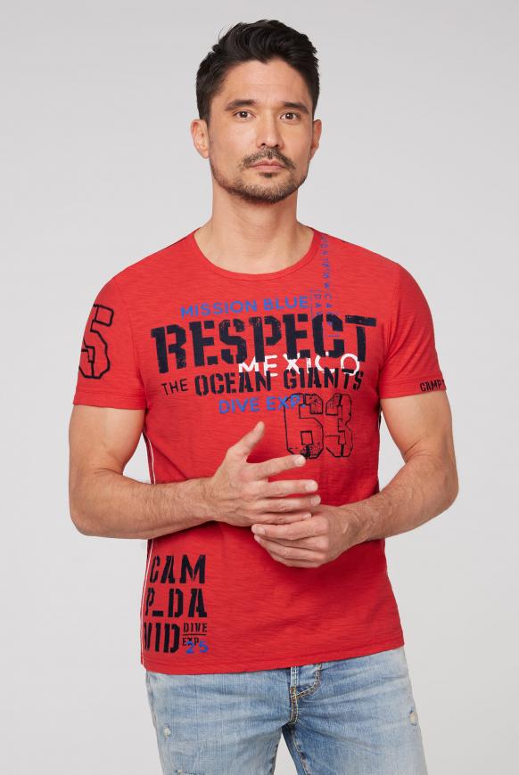 T-Shirt aus Flammgarn mit Label Prints shark red