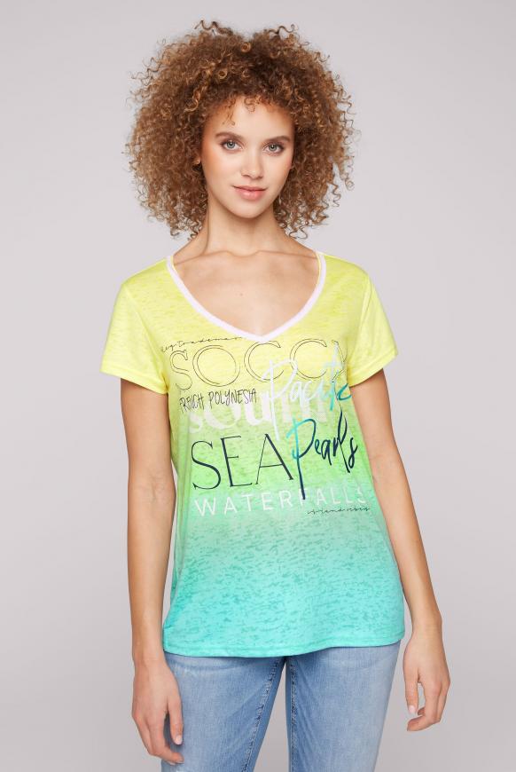 T-Shirt Dip Dye mit Ausbrenner-Effekten multi color