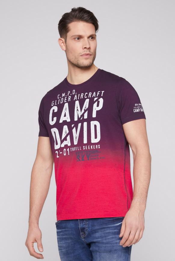 T-Shirt Dip Dye mit Logo Prints red sun / reef blue