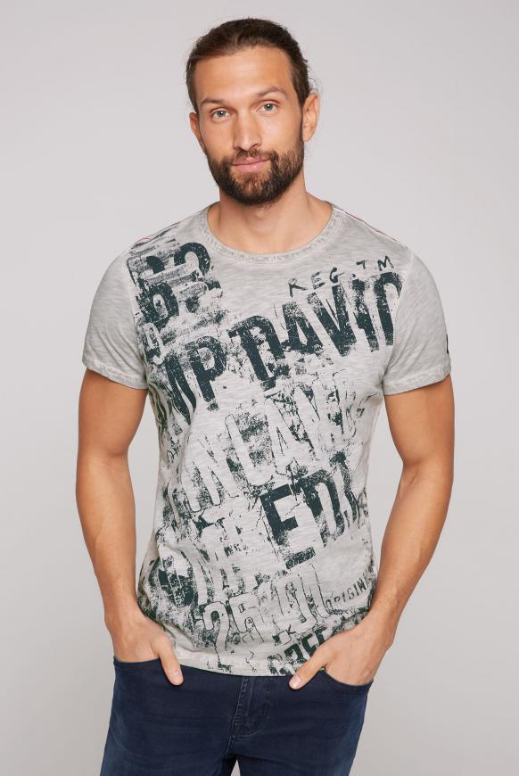 T-Shirt Inside Oil Dyed mit Used Print polo grey