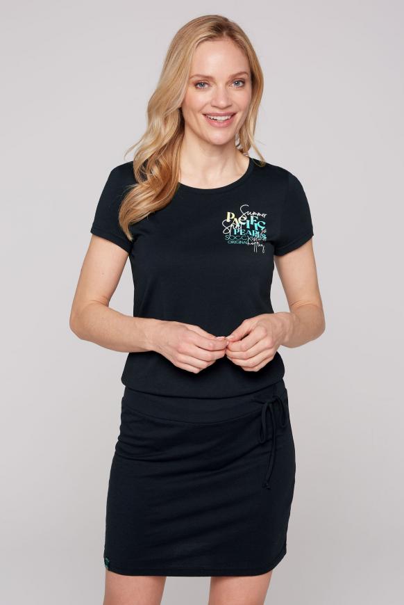 T-Shirt-Kleid mit geripptem Taillenbund pacific navy