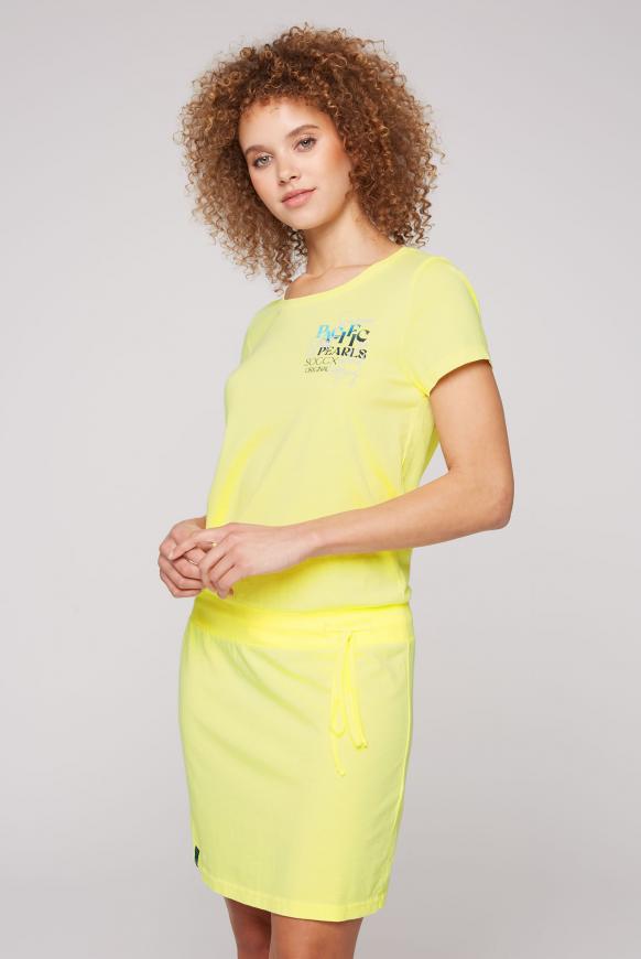 T-Shirt-Kleid mit geripptem Taillenbund banana split