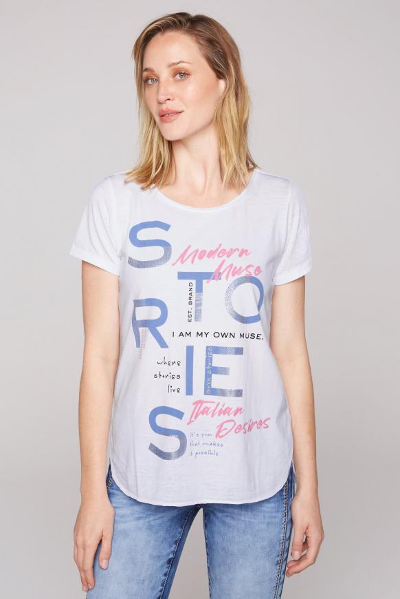 T-Shirt mit Ausbrenner-Effekten und Artwork opticwhite