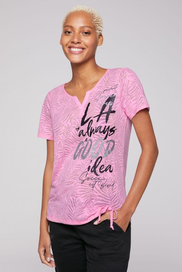 T-Shirt mit Ausbrenner-Muster und Print pink blush