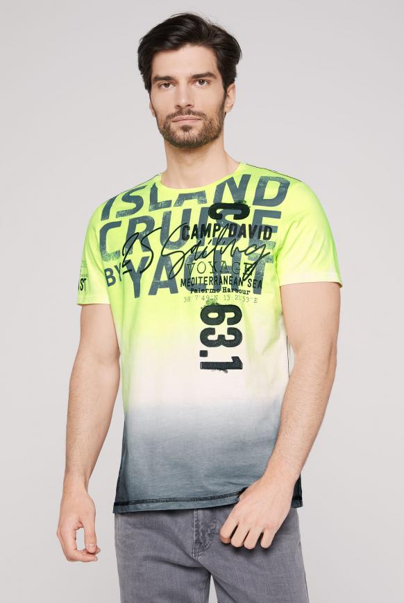 T-Shirt mit Dip-Dye-Effekt und Artworks