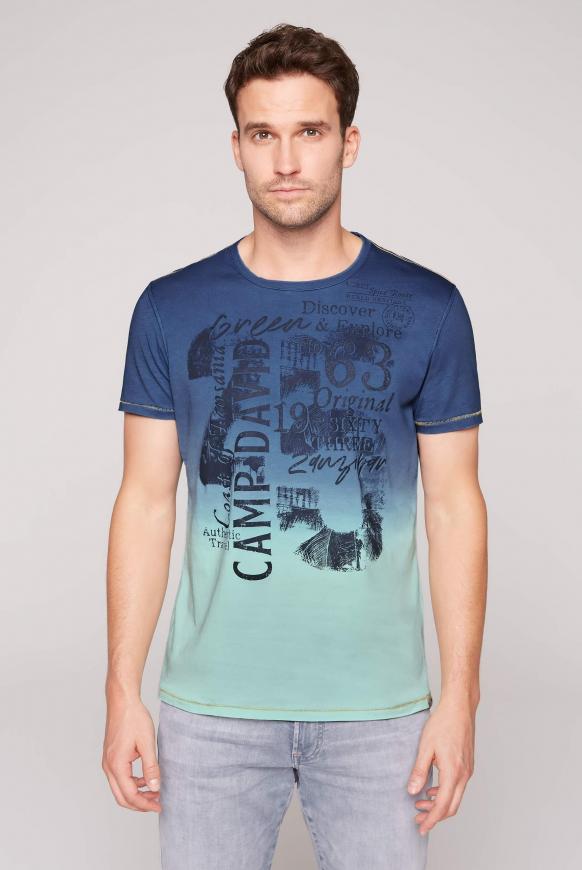 T-Shirt mit Dip-Dye-Effekt und Print sea green