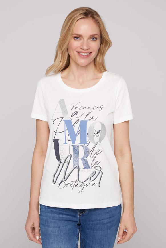 T-Shirt mit Glitzer-Artwork ivory