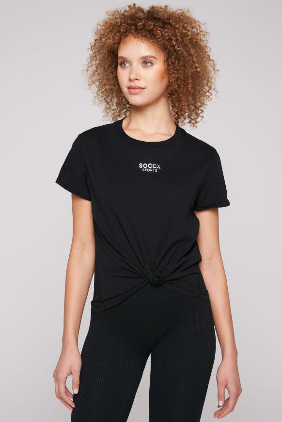 T-Shirt mit Knoten und Logo Print black