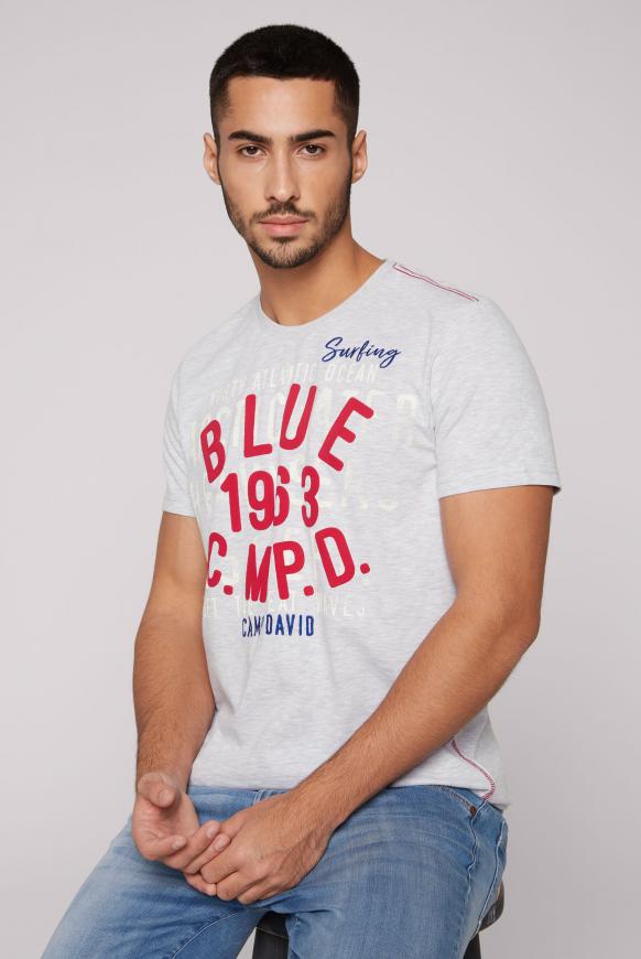T-Shirt mit Label Print white melange