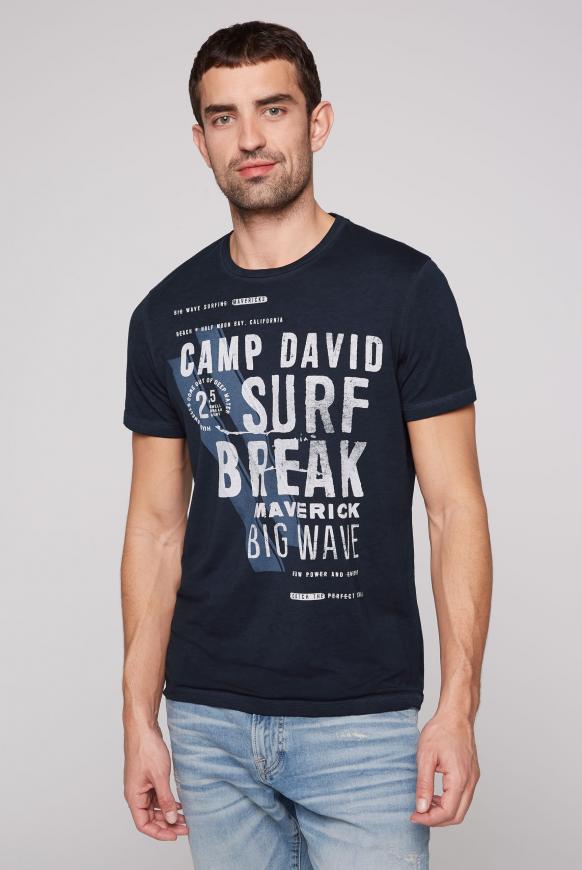T-Shirt mit Label Print blue navy