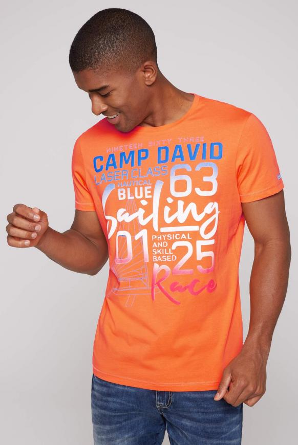 T-Shirt mit Puff Print mit Farbverlauf blaze orange