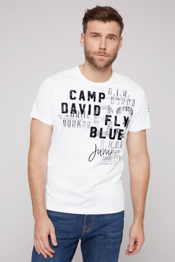 T-Shirt mit Tapes und Artwork opticwhite
