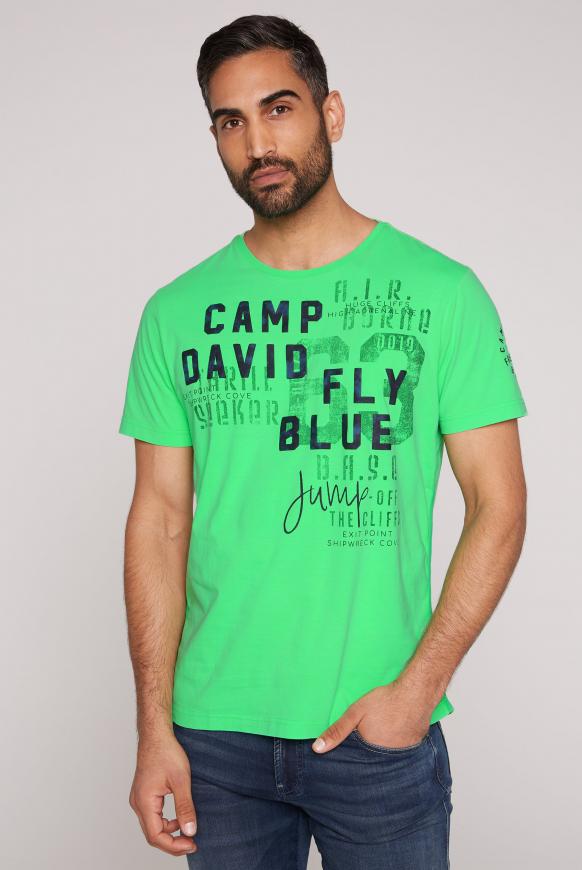 T-Shirt mit Tapes und Artwork electric green