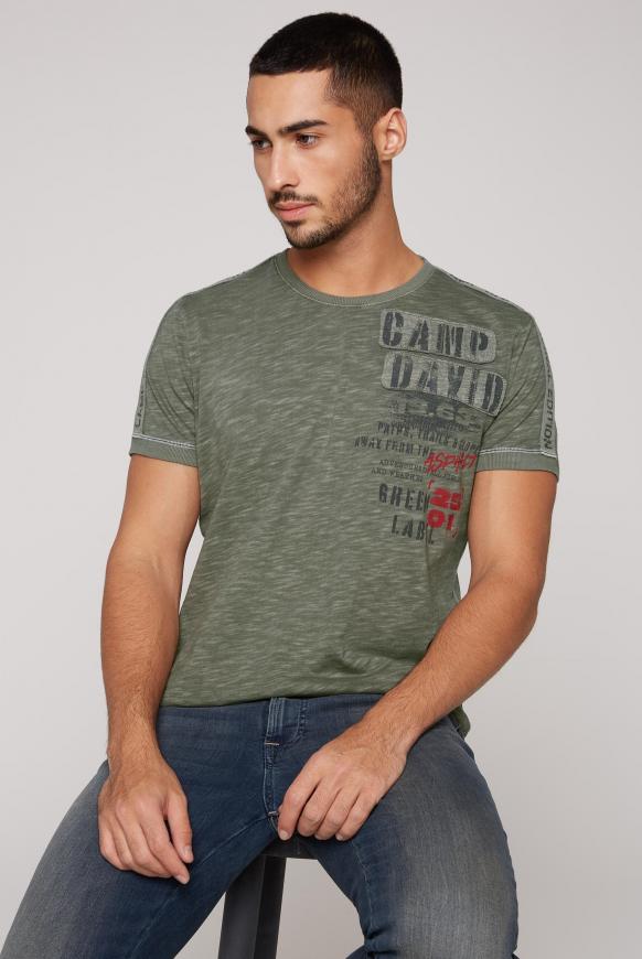 T-Shirt mit Tapes und Rücken-Artwork khaki