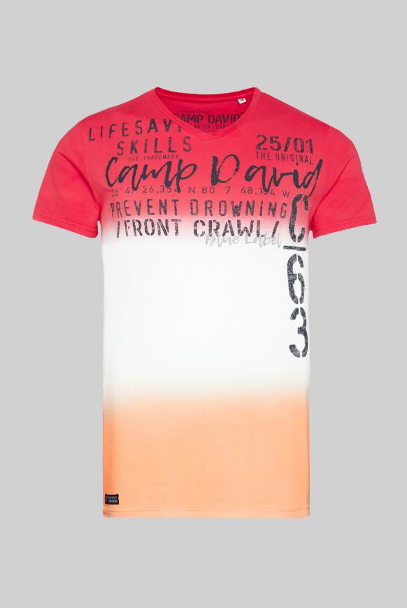 T-Shirt mit V-Neck und Farbverläufen